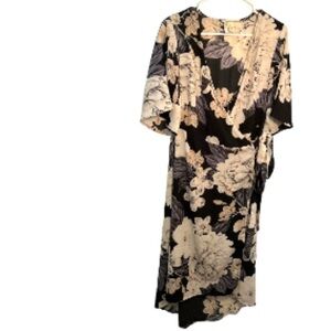 Japna Wrap Dress Black White Floral